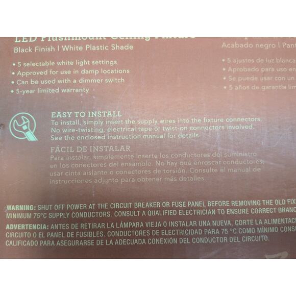 Allen + Roth Daphne 24” Black LED Flush Mount Light Ceiling Fixture [E3] - Picture 9 of 13